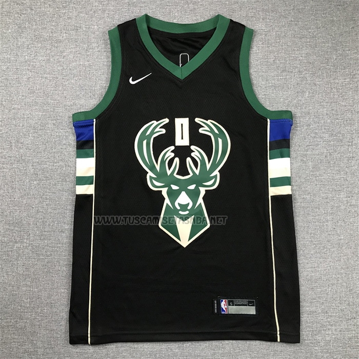 Camiseta Damian Lillard NO 0 Nino Milwaukee Bucks Statement 2018-19 Negro